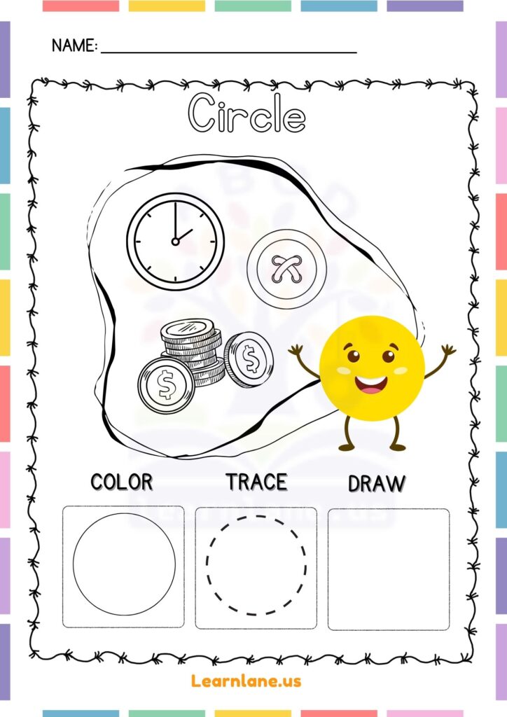 Image showing color trace and draw worksheets for kindergarten