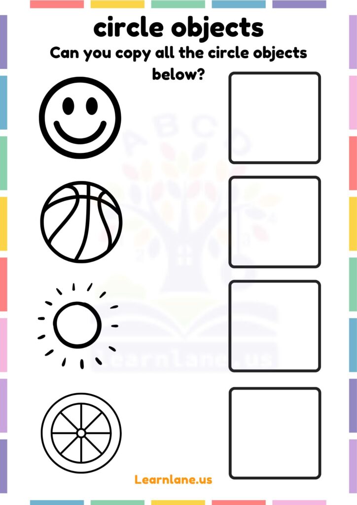 Image showing copy all the circle objects worksheets for kindergarten