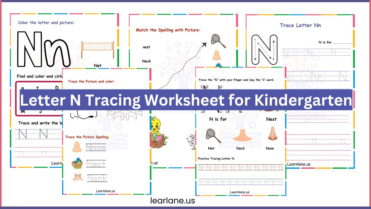 Image showing Trace the alphabet N worksheets for kindergarten