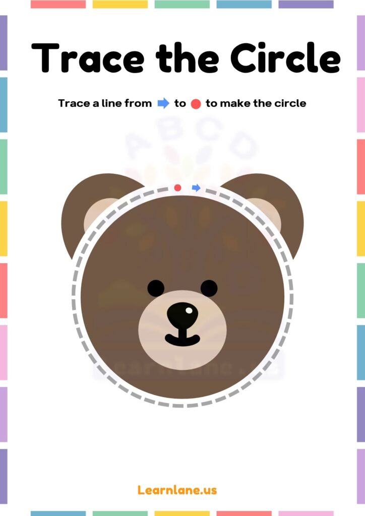 Image showing trace the circle worksheets for kindergarten