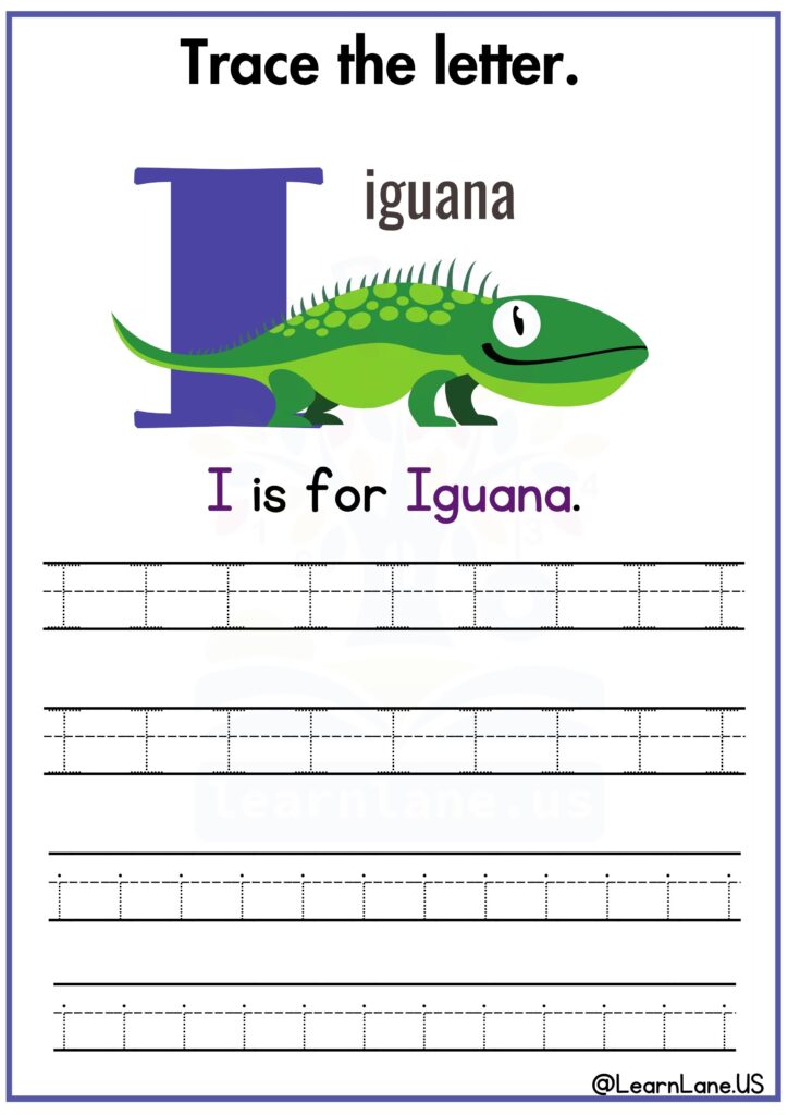 Trace the letter I and practice writing G worksheet for preschool