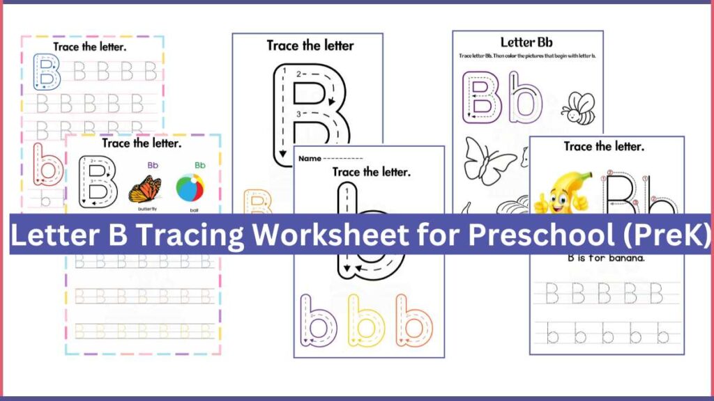 free Letter B Tracing Worksheet for Preschool (PreK) featured image