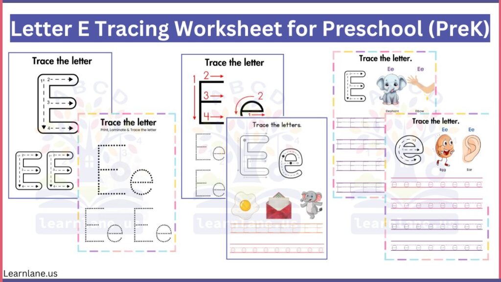 free printqable Letter E Tracing Worksheet for Preschool (PreK) featured image