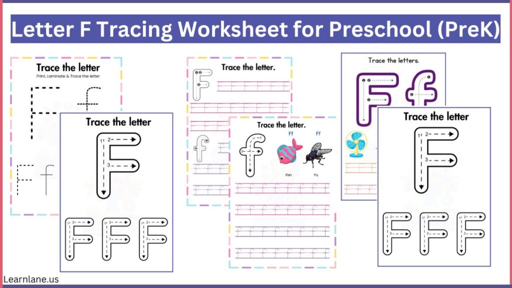 free printable Letter F Tracing Worksheet for Preschool (PreK) featured image