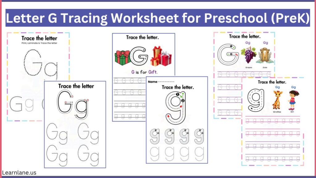 free printable Letter G Tracing Worksheet for Preschool (PreK) featured image