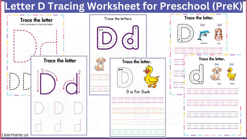 free printqable Letter D Tracing Worksheet for Preschool (PreK) featured image