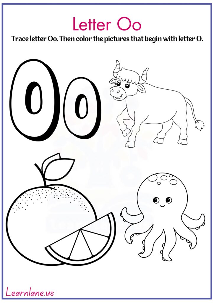 Image showing Letter O Tracing and coloring Worksheets for Preschool