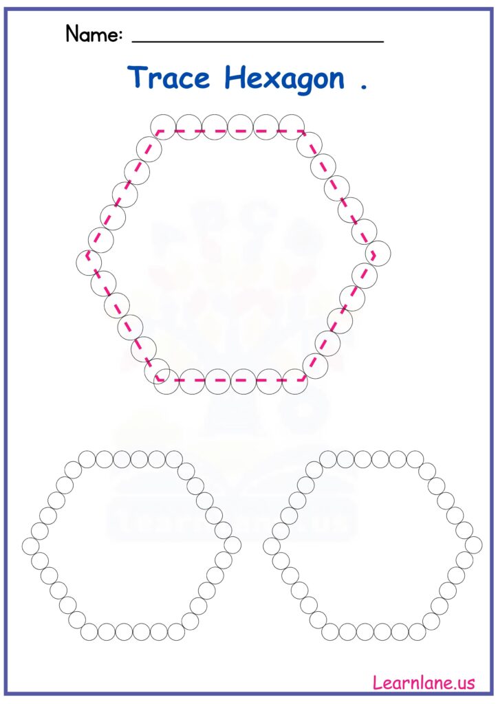 Trace the Shape Hexagon with Dotted Lines Worksheet for Preschool