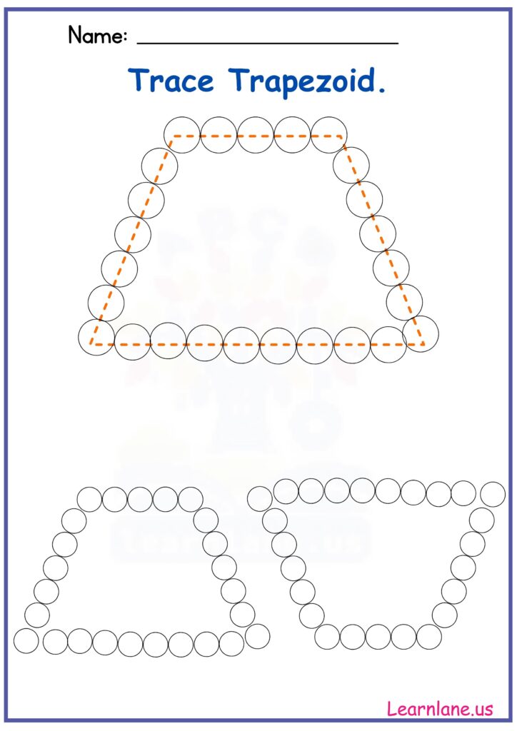 Image showing Trace the Shape Trapezoid with Dotted Lines Worksheet for Preschool
