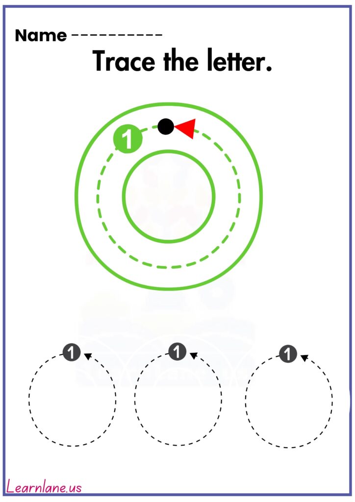 Image showing capital letter O worksheet for preschool with tracing guidelines