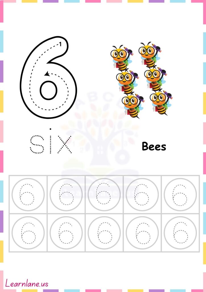 Number 6 Tracing Worksheets for Preschoolers – Easy PDF
