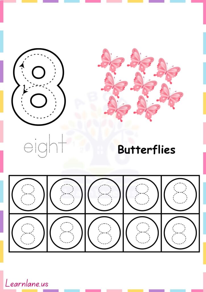 Number 8 Tracing Worksheets for Preschoolers - Free Printable
