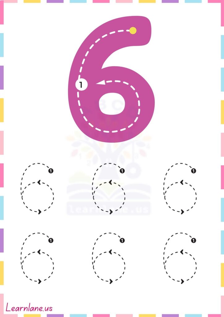 Trace and Learn Number 6 – Printable Preschool Worksheet