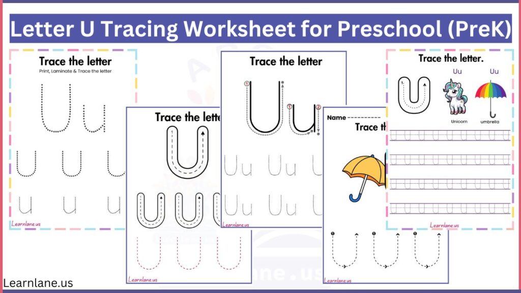 free printable Letter u Tracing Worksheet for Preschool (PreK) featured image