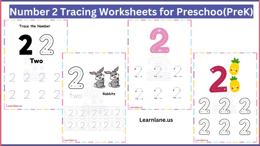 free printable Number 2 Tracing Worksheets for Preschool (PreK) featured image
