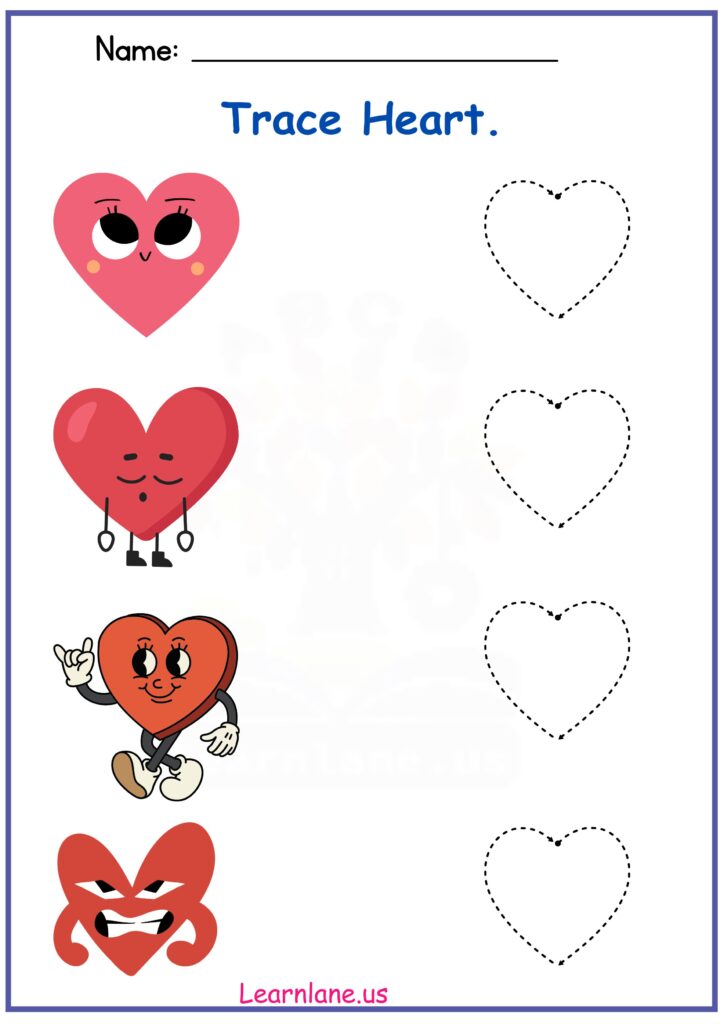 Image showing Heart Tracing Worksheet for Preschool