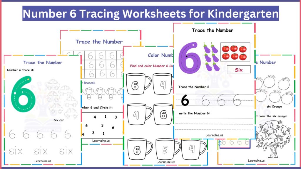 image showing Free Printable Number 6 Worksheets for Kindergarten