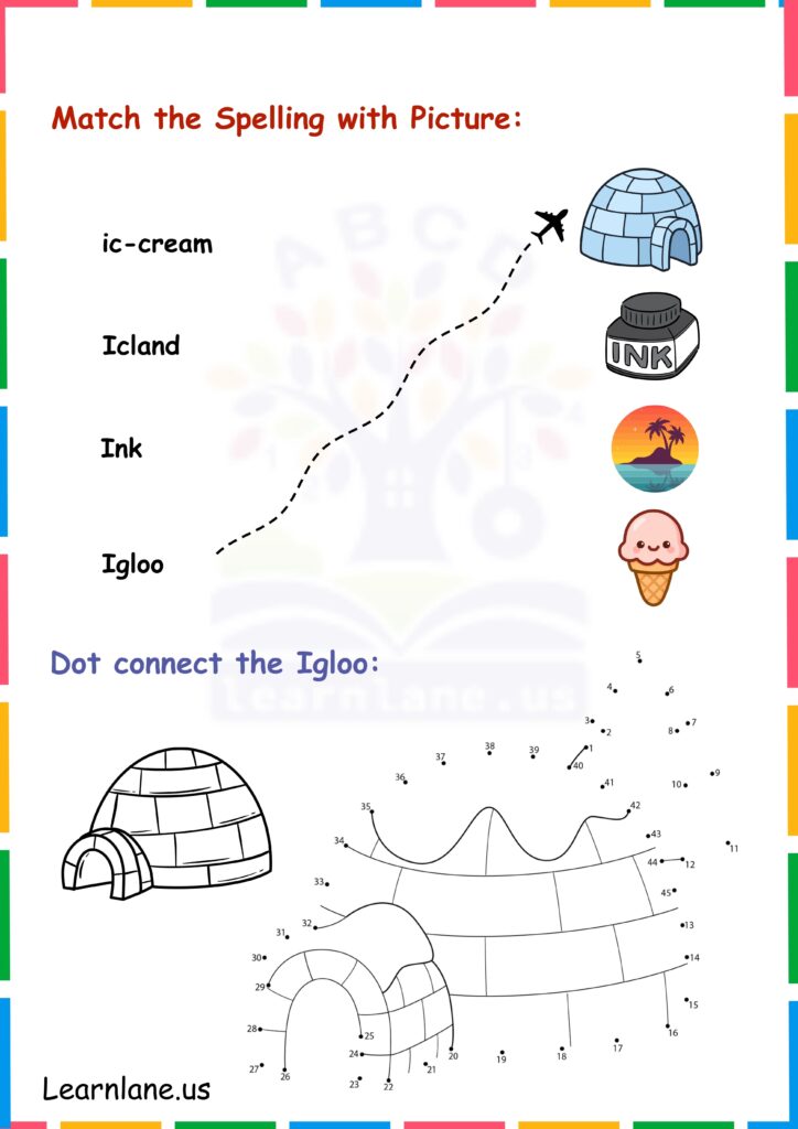 Image showing Match and Connect the dot Picture letter I  worksheets for kindergarten