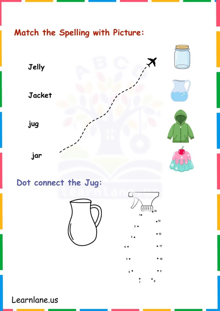 Image showing Match and Connect the dot Picture letter j worksheets for kindergarten