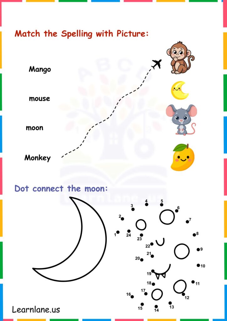 Image showing Match and Connect the dot Picture letter M  worksheets for kindergarten
