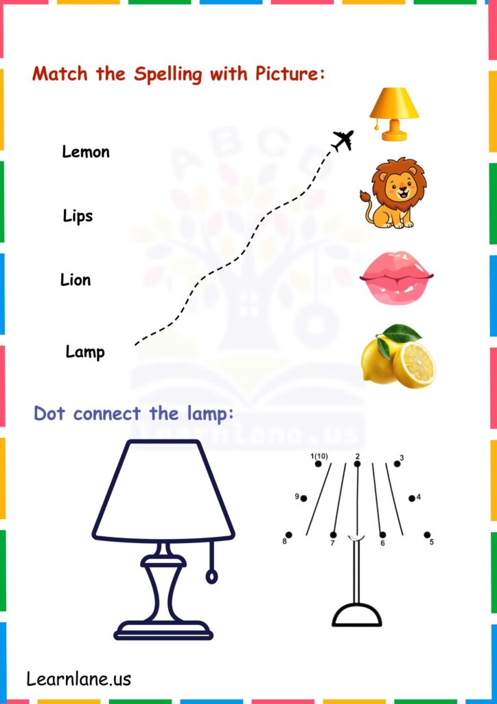 Image showing Match and Connect the dot Picture letter l worksheets for kindergarten