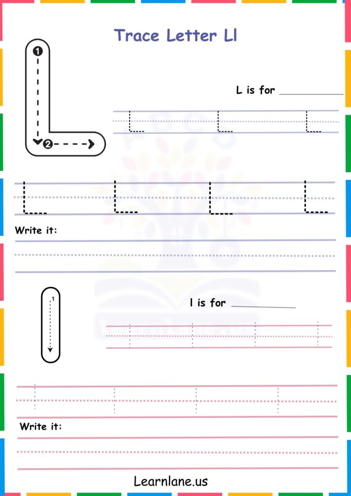 Image showing Trace the alphabet l worksheets for kindergarten