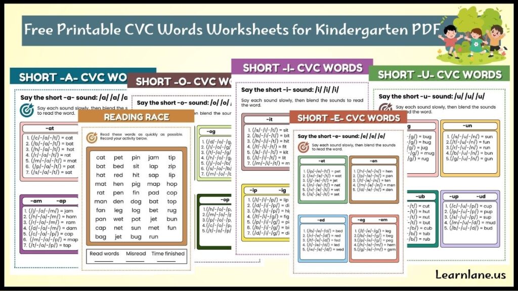 Image showing Free Printable CVC Words Worksheets for Kindergarten PDF