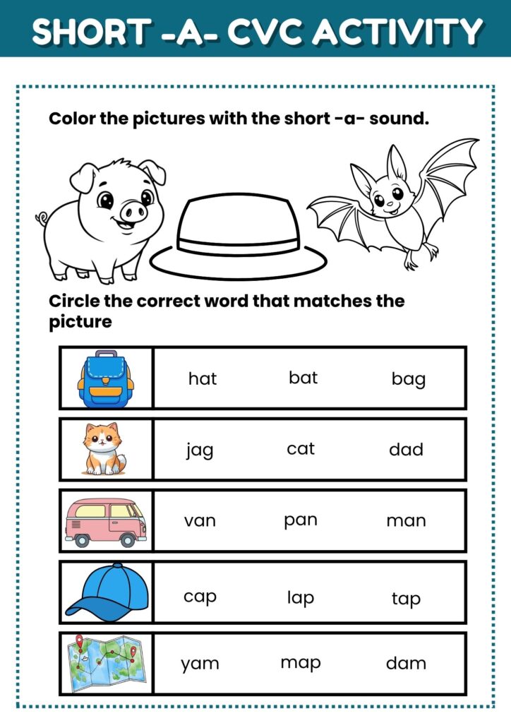 Image showing the short a cvc activity worksheet