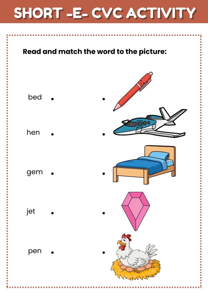 image showing short e cvc activity worksheet